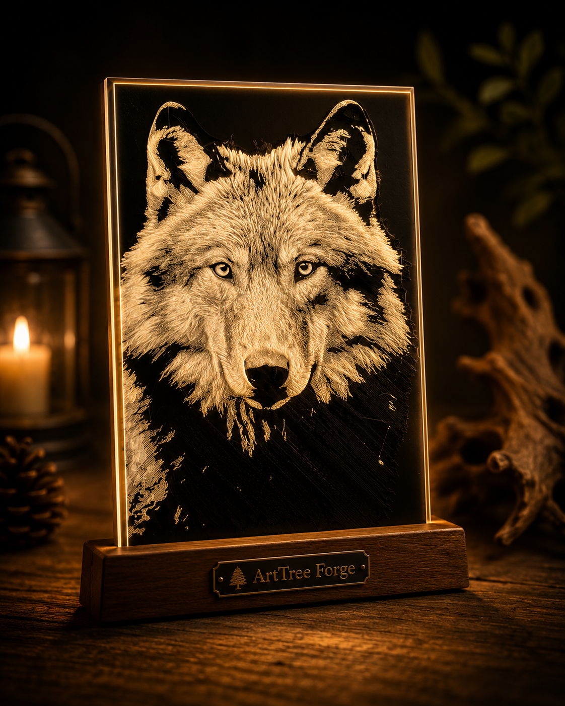Création murale artistique représentant un loup